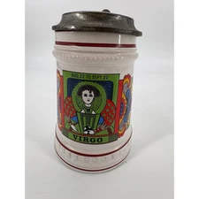 Vintage GERZ W Germany Ceramic Stein Mug Beer Tankard Virgo Zodiac