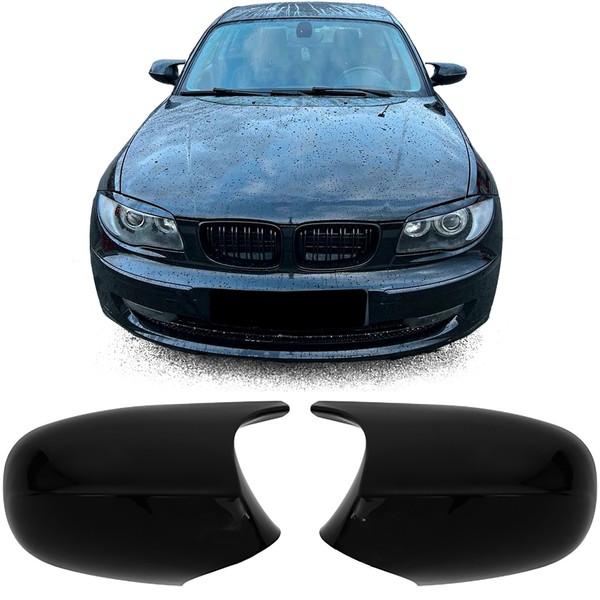 Austausch Spiegelkappen Schwarz Glanz Passt FüR BMW E81 E82 E87 E88 Facelift-image