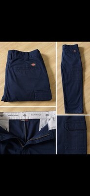 Dickies FLEX Cargo Work Pants Mens 36x32 Navy  Regular Straight Stretch Workwear