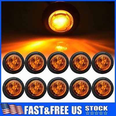 3/4'' Marker Light LED Truck Trailer Round Side Bullet Amber Light For Car 10~50x
