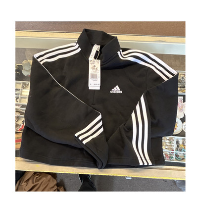 adidas Women's Jacket S Black White Loose Fit Full Zip Lightweight