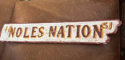 FSU Florida State Noles Nation Rustic Hand Painted Wooden Hanging Sign