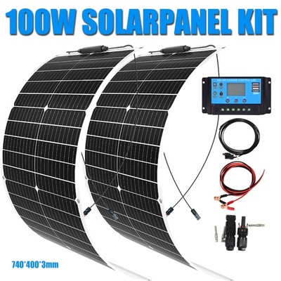 100W Solarpanel Kit Flexibel Mono Für Wohnmobil Boot Camping Mit 10A Solarregler