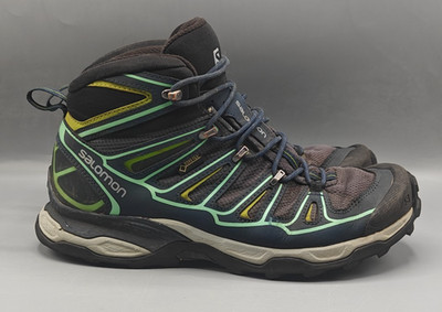 Salomon X-Ultra Mid 2 GTX Boots Trail Hiking Shoes Blue Green - Womens Size 9.5