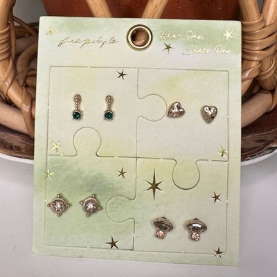NWT Free People Lucky Charm Stud Set  Wear One, Share One  | 4 Pairs