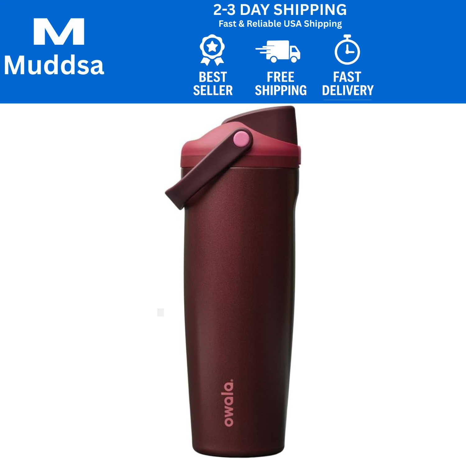 Owala FreeSip Sway 30 oz Insulated Stainless Steel Water Bottle – Black Cherry