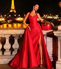 Tarik Ediz Red Taffeta Ballgown Size 2