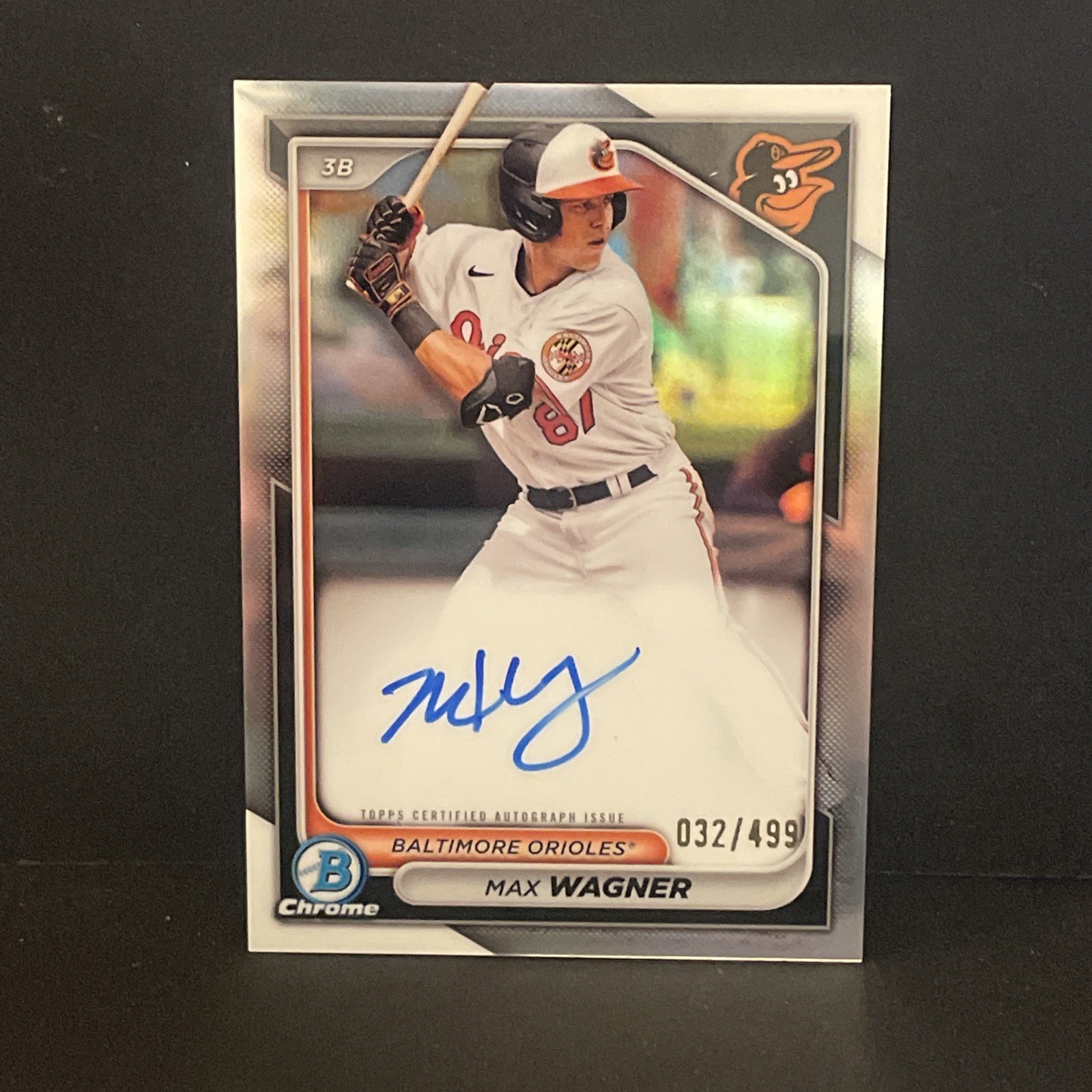 Max Wagner 2024 Bowman Chrome Auto Refractor /499 O's #CPA-MW