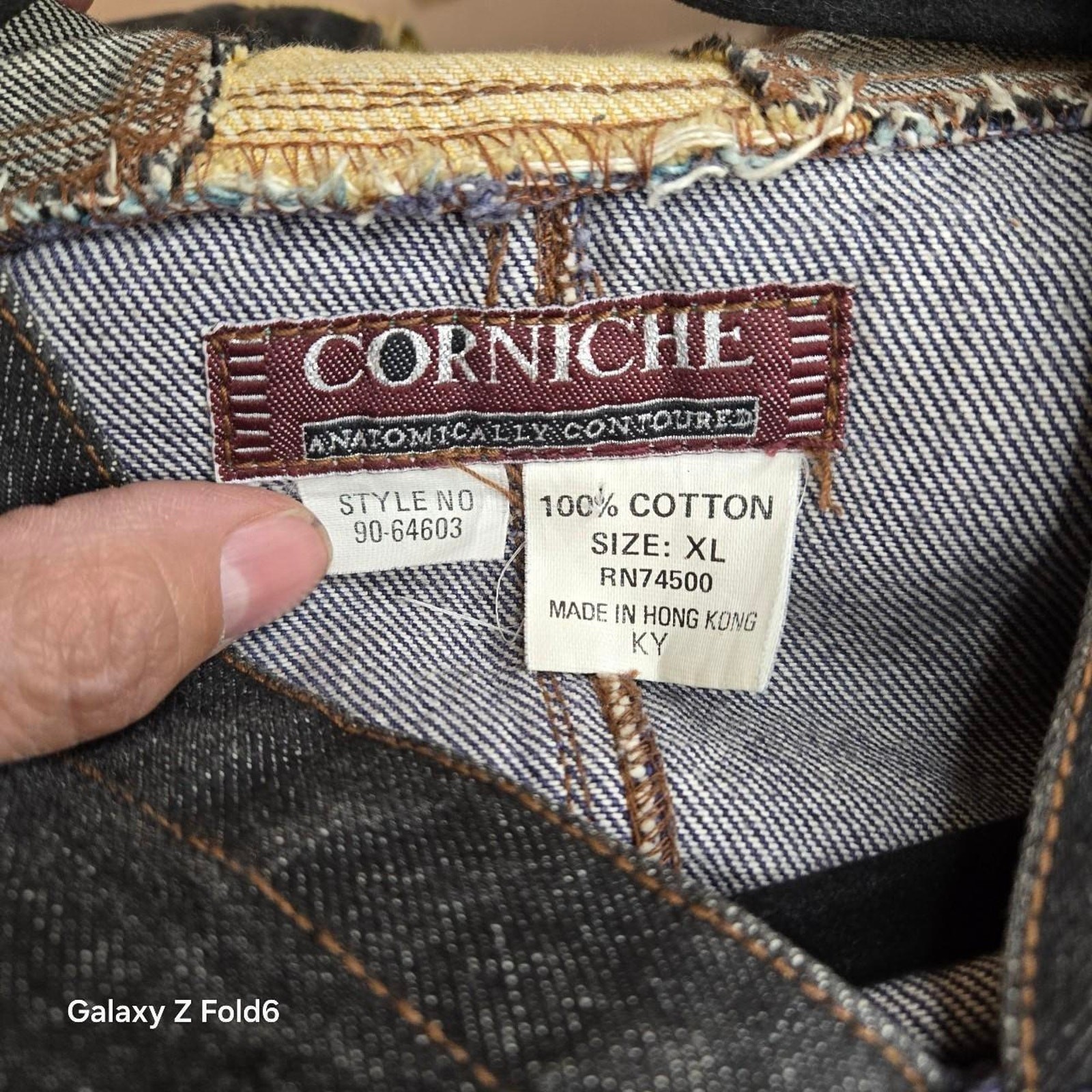 Corniche multi colored denim hooded jacket size XL - image 4