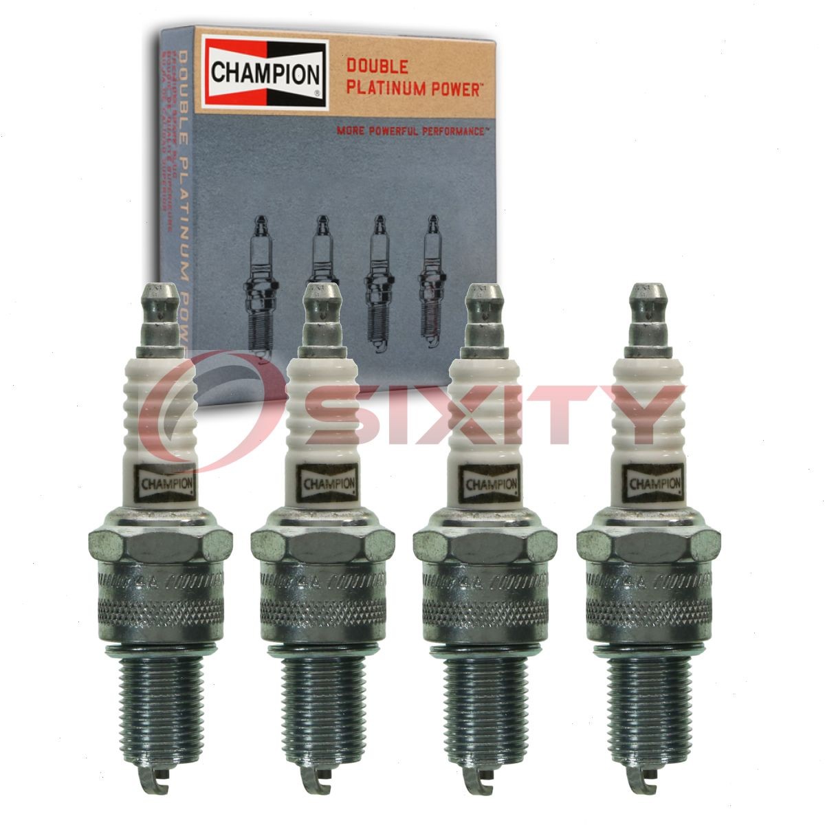 4 pc Champion Double Platinum Spark Plugs for 1973-1976 Nissan B210 1.3L tj