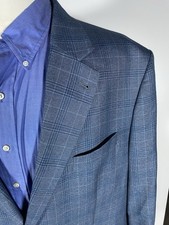 Oak Hill 2XL 50R 52R Blue On Blue Plaid Blazer Sport Coat Jacket
