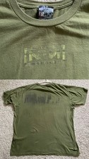 Vtg Nine Inch Nails With Teeth 2005 Giant Tag T Shirt Green Abstract Dbl Sided