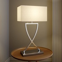Lucande Tischlampe, Tischleuchte Stoffschirm Weiß, Nachttischlampe, Stoffschirml