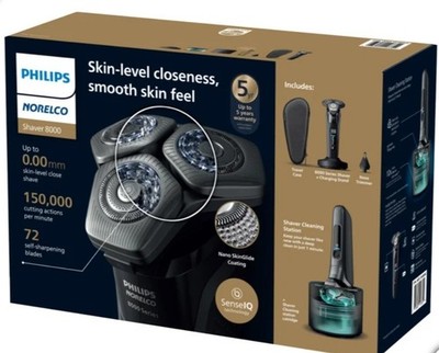 Philips Norelco Shaver 8000 Electric Shaver Black Wet & Dry SenseIQ Nose Trimmer