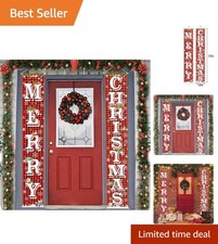 Merry Christmas Hanging Porch Banner Set - 72"x12" Durable Indoor/Outdoor Decor