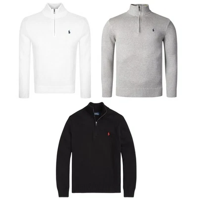 Jersey de algodón Polo Ralph Lauren con cremallera en un cuarto para hombre ajuste regular | manga larga