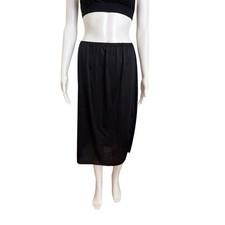 Black Half Slip Trim Lace Side Slit Slip Skirt Size Medium
