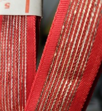 Vintage Rayon Tinsel Ribbon 5 Yards Red Gold 7/8" Woven Fast Edges Made in USA