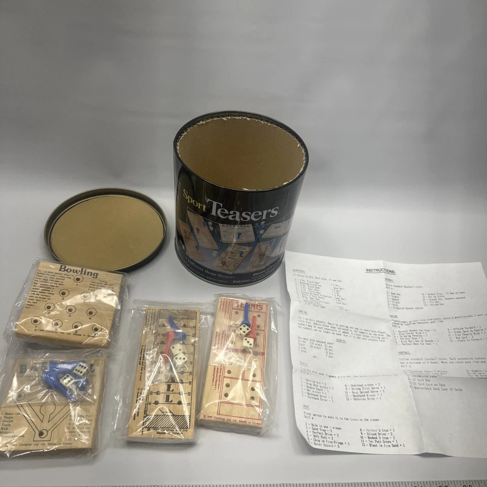 Cardinal Sport Teasers 4 Brain Teasers Sealed Premier Edition in Metal Tin 1993 - Image 2 of 4