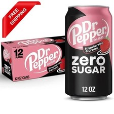 Dr Pepper Zero Strawberries and Cream Soda, 12 fl oz cans, 12 Pack FREE SHIPPING