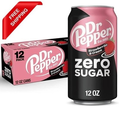 Dr Pepper Zero Strawberries and Cream Soda, 12 fl oz cans, 12 Pack FREE SHIPPING