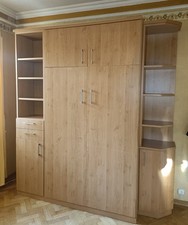 Schrankbett Klappbett mit Regal+Schrankanbauten Holz Erle Fa. Nehl Bett 1,2x2m