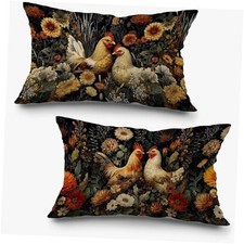 Vintage Moody Floral Chicken Pillow Covers Dark Cottagecore-pillow Covers-ab