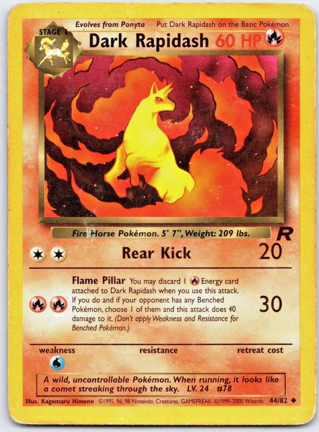 Pokemon Team Rocket Card 44/82 Dark Rapidash