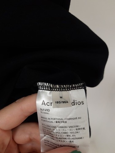 ACNE STUDIOS Men's UK Medium Black Monogram High Neck Thick T-Shirt Pre - Loved - Picture 9 of 9