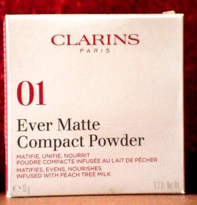 CLARINS EVER MATTE COMPACT POWDER 01 VERY LIGHT UVP 50  NEU BOX NATUR VEGAN