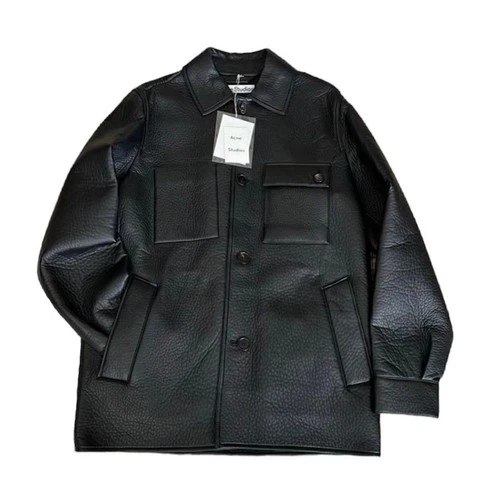 Unused Acne Studious Leather Chore Jacket Outer Mens Size 46 Black Color video thumbnail