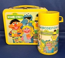 1979 Aladdin Vintage Sesame Street Metal Lunch Box Pail w/Thermos NWOT
