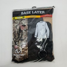 Realtree Mens Base Layer Top Size XL Black 100 Polyester Open Package
