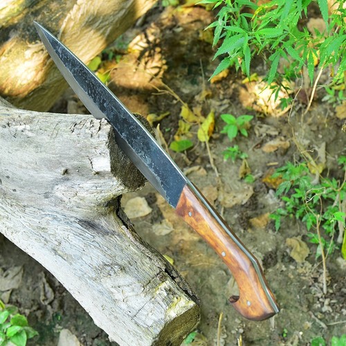 Hoja de machete de acero al carbono hecha a mano personalizada espada corta-campar-caza-supervivencia - Imagen 3 de 4