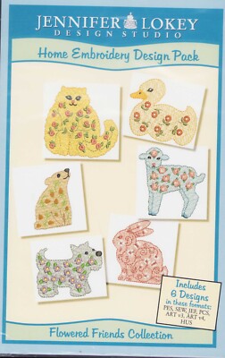 Vintage Embroidery Animal Flower Friends Collection Jennifer Lokey Machine CD