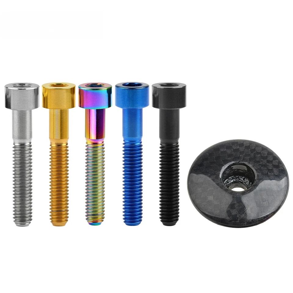 1 1/8" Road MTB Bike Headset Stem Top Cap Cover Forks + Titanium Bolts M6x35mm - Image 2 of 4