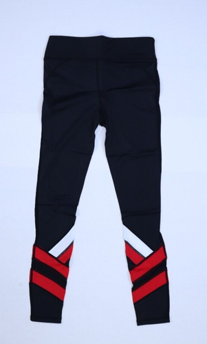 Balera Bright Stripe Mesh Leggings Black/Red Colorblock Dance Pants Girl LC (14) - Picture 7 of 12