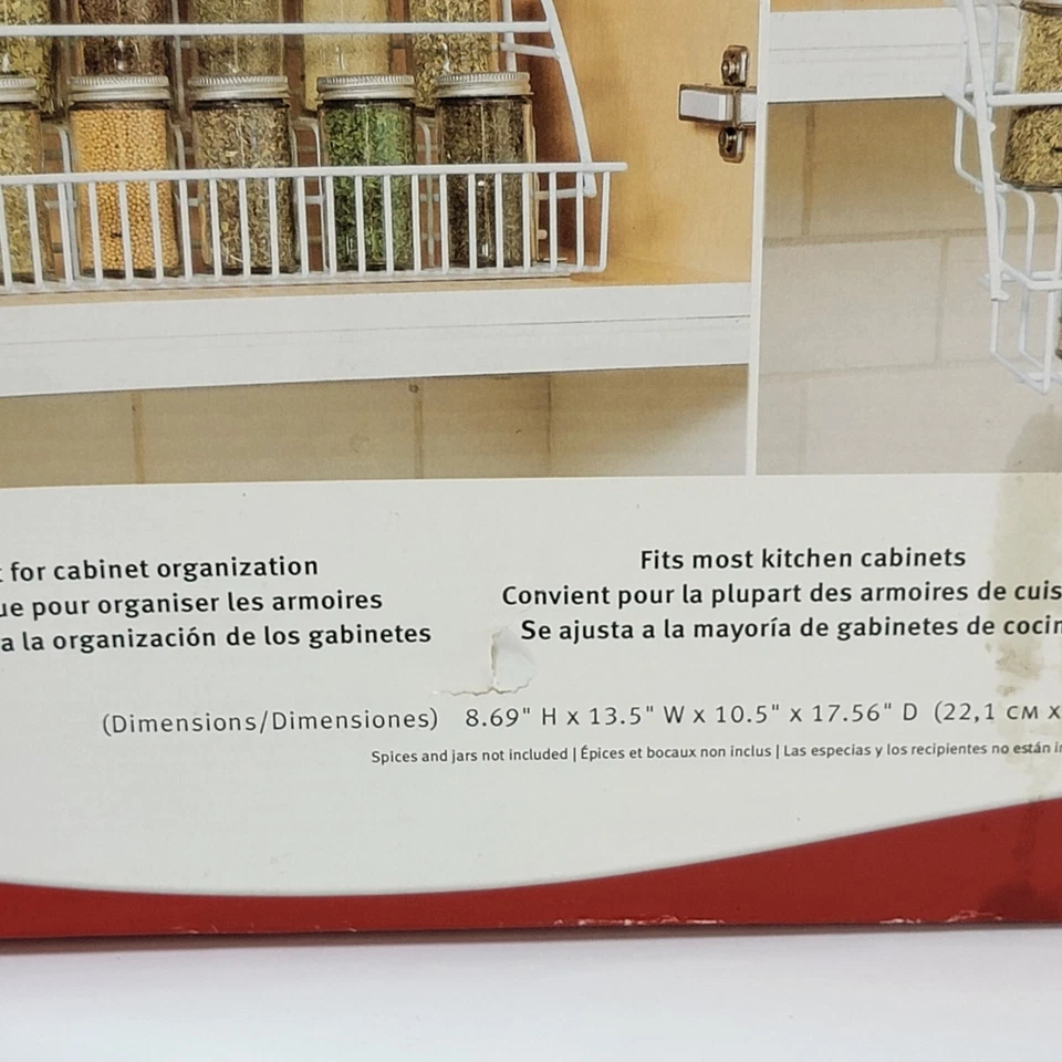 Vtg Rubbermaid 3 Shelf Pull Down Spice Rack 18 Jar Dated 2007 White Open Box - Image 3 of 4