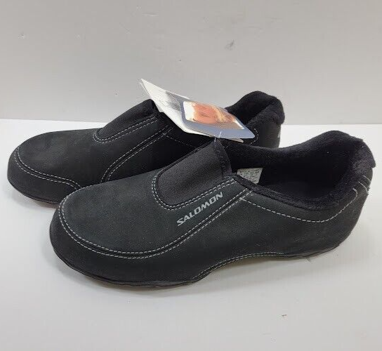 Scarpe slip on donna Salomon Sports nuove con etichette taglia 10 pelle nera