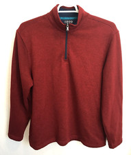 IZOD Mens 1/4 Zip Sweater Sz Large Red Golf Pullover Long Sleeve Knit