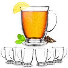 Teegläser Henkel Set 400ml 4/6 Stk Cappuccino Tassen Glühweinbecher Transparent