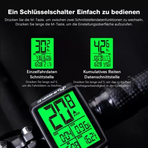 Kabellos Funk Fahrradcomputer LCD Fahrrad Tachometer Radfahren Kilometerzähler - Bild 9 von 22
