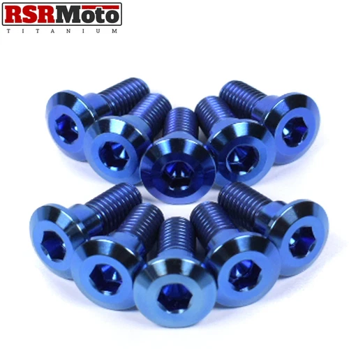 Suzuki GSXR600 GSXR750 Titanium Front Brake Disc Bolts, 2006-2007, K6 K7, Blue
