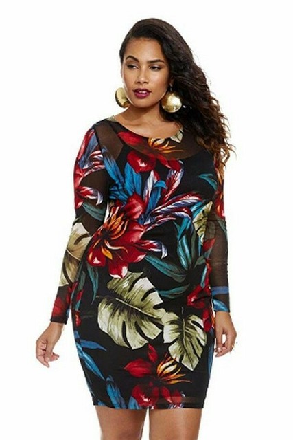 plus size mesh bodycon dress