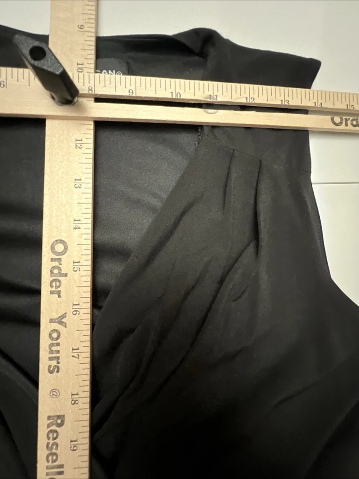 Vestido Donna Morgan para mujer 10 imitación envolvente midi sin mangas plisado acampanado nuevo con etiquetas Foto 3 de 4