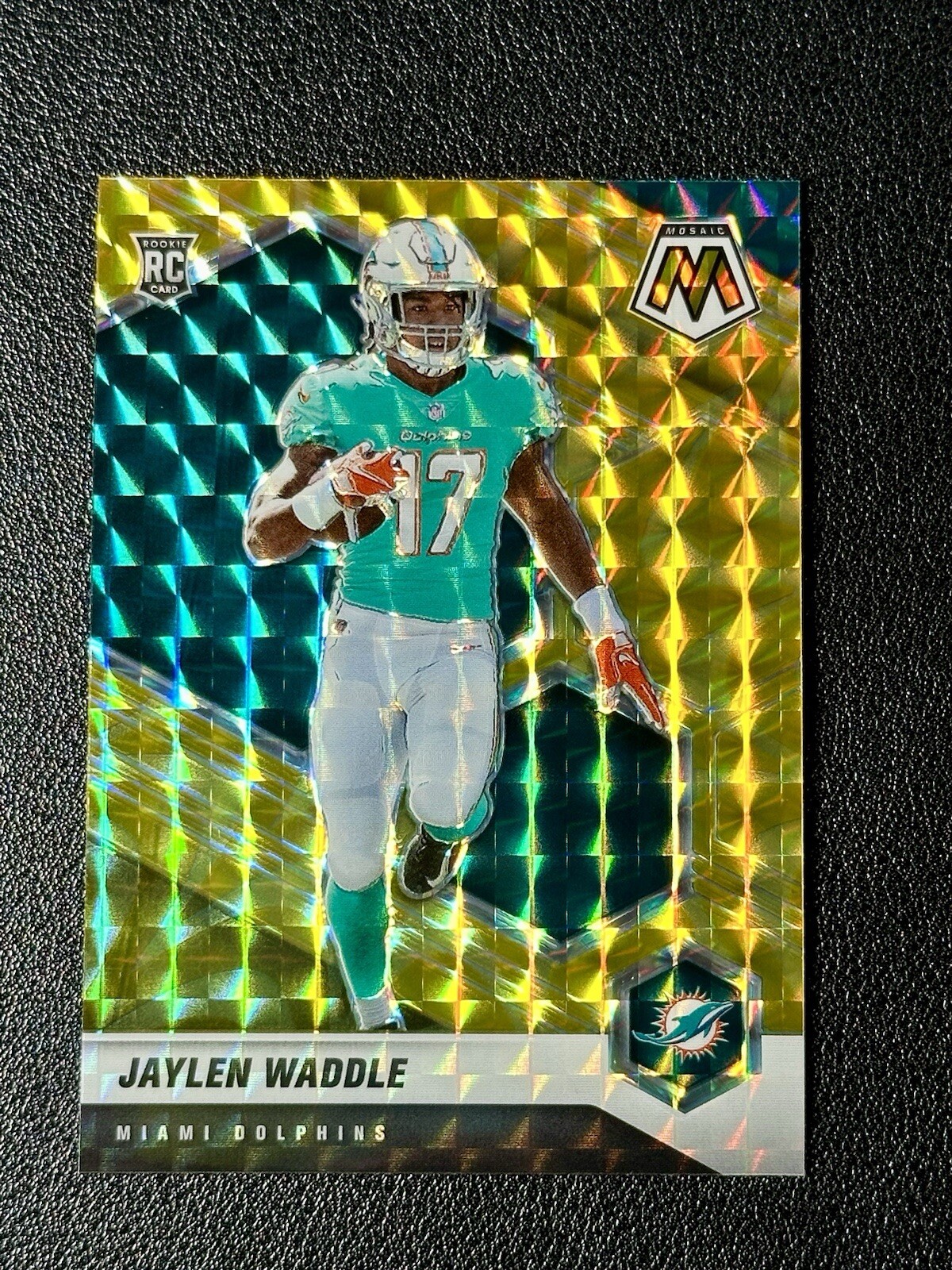 JAYLEN WADDLE 2021 MOSAIC YELLOW REACTIVE PRIZM ROOKIE RC #308 DOLPHINS