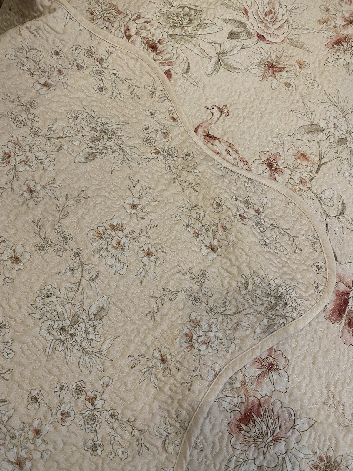 DORMA Paradise Blush Pink Floral Birds Chinoiserie Huge Bedspread