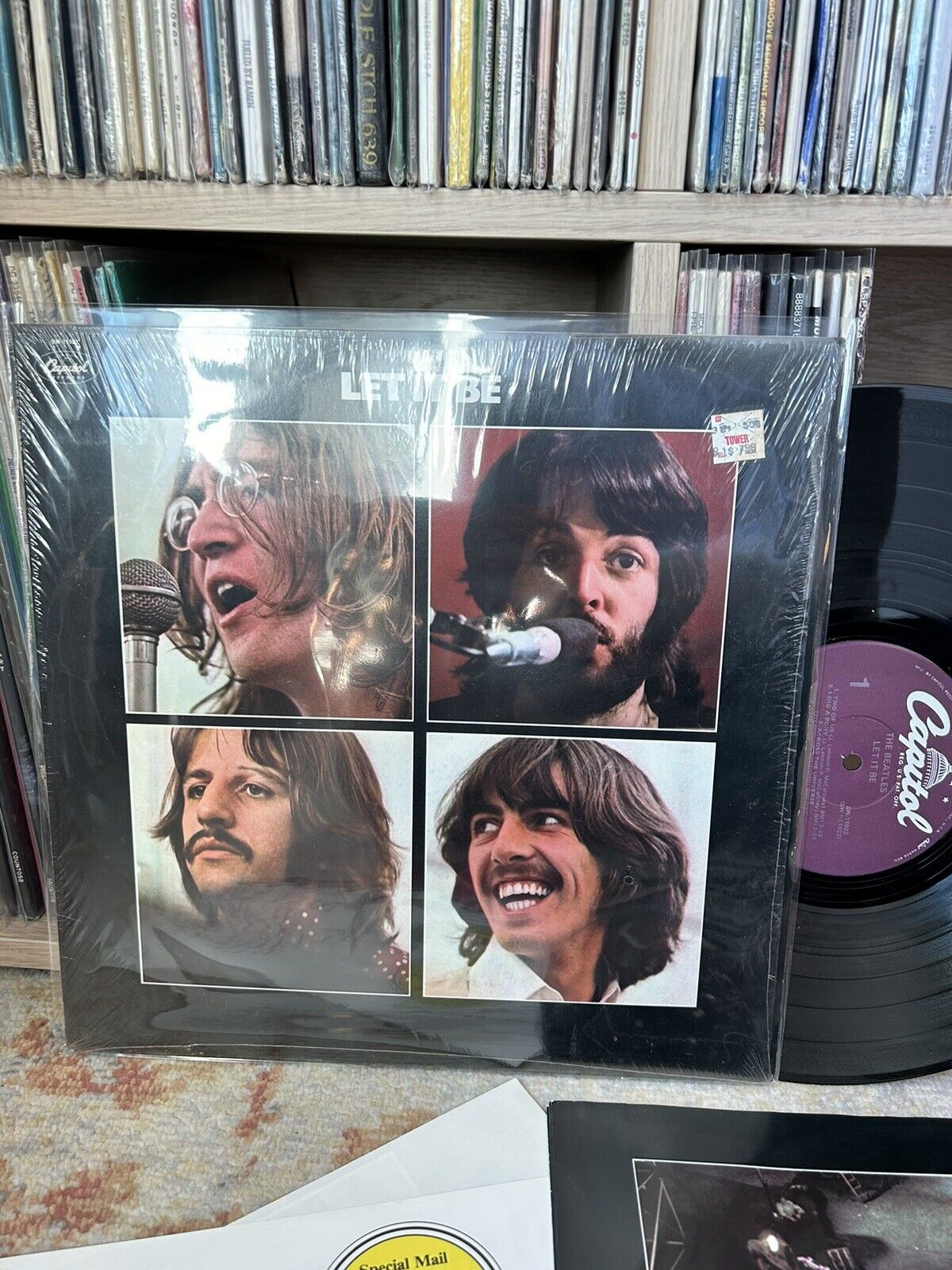 The Beatles Let it be purple SW-11922 label w/ poster vinyl LP MINT In Shrink!