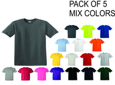  5 Pack GILDAN Short Sleeve Mix Colors Plain T Shirts S M L XL 2XL 3XL 4XL 5XL