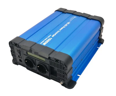Inverter Reiner Sinus 24V 1500W BLAU Display Spannungswandler FS1500D - Photo 1/4